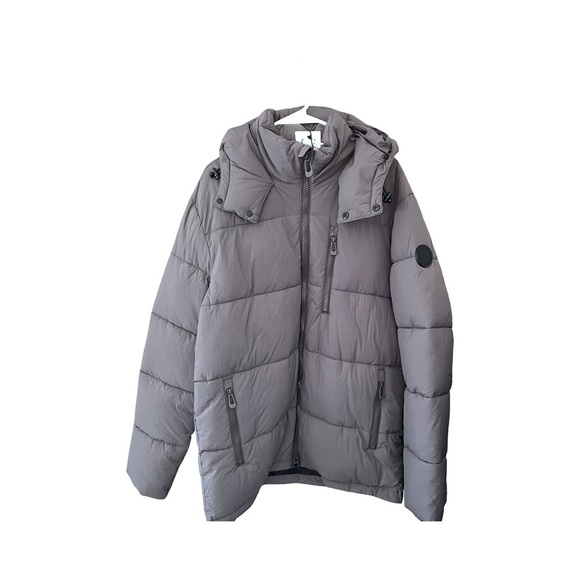 New Noize Cruelty-Free Outerwear Puffer Jacket Grey Plum L Eco Friendly Neutral - Picture 6 of 13